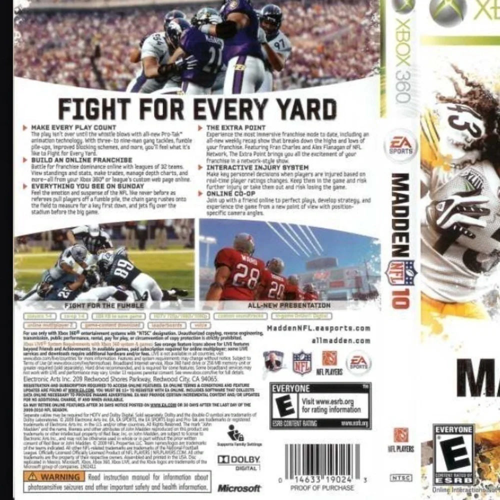 𝅺6 & 7 MADDEN NFL 10 - Xbox 360